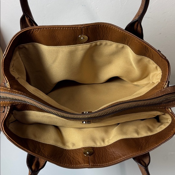 B. Makowsky camel leather triple entry large satchel tote - Picture 7 of 14